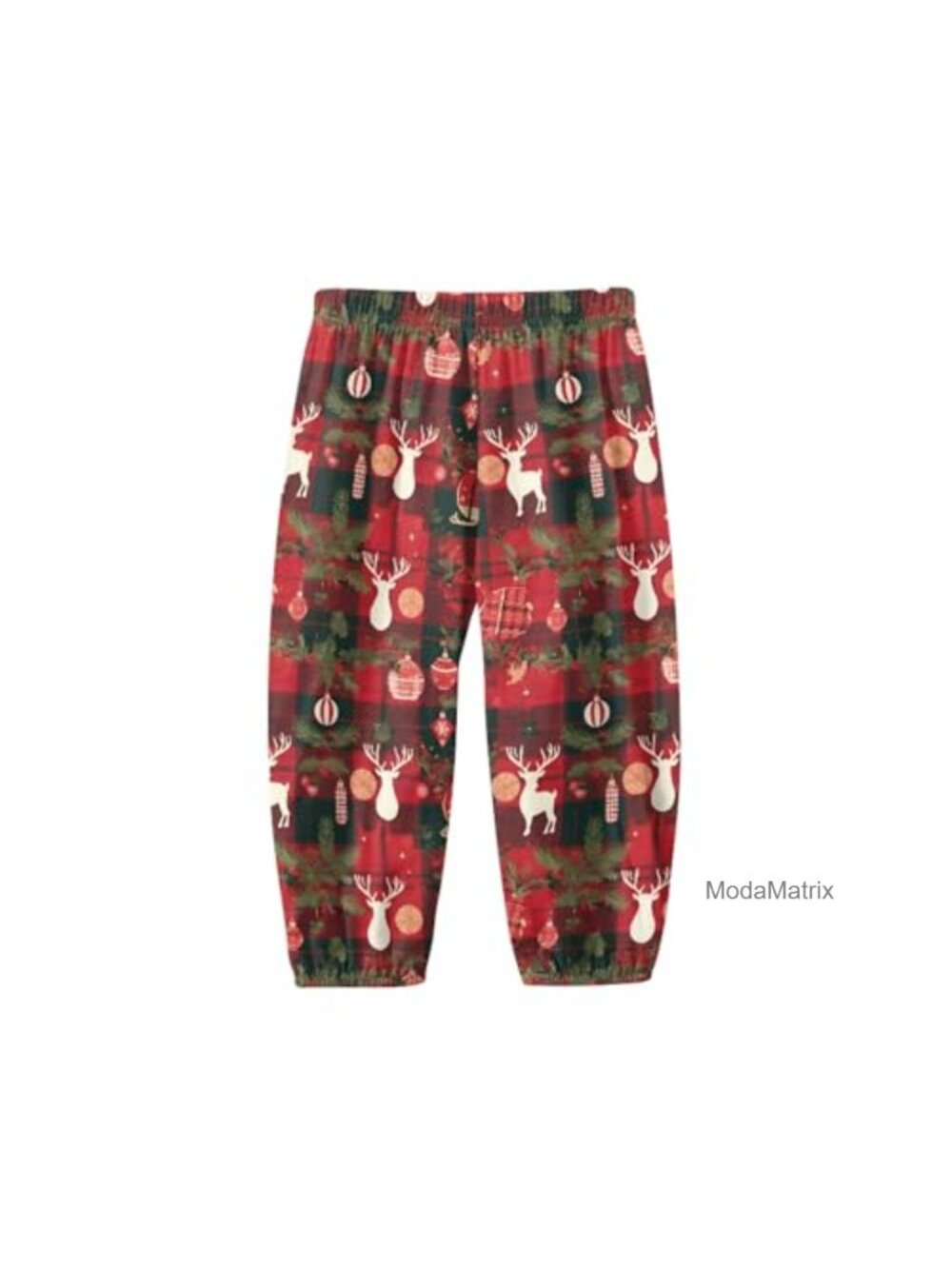 Kids Harem Pants Festive Jogger Trousers Holiday Print Lounge Elastic Bottoms - Picture 4 of 5